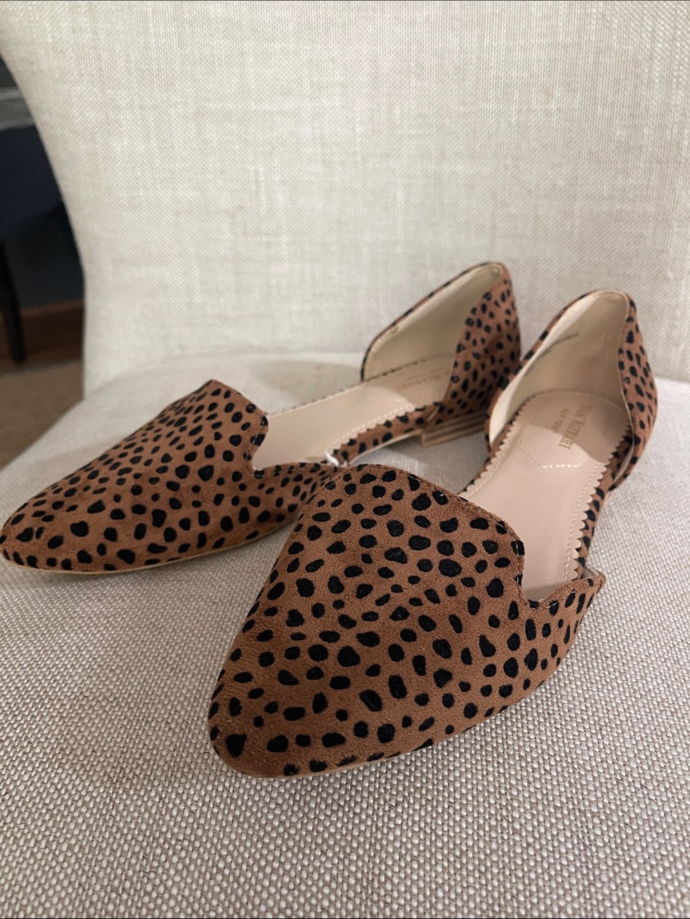Isaac Mizrahi Brown and Black Leopard D'Orsay Pointed Flats